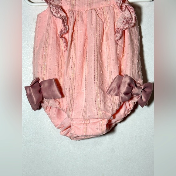 Cynthia Rowley Pink Baby Romper with Bows Size 3-6 months Spring Summer - Picture 3 of 7